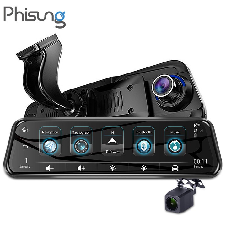 Camera hành trình gương cao cấp Phisung tích hợp 4G, Wifi, GPS, màn hình 10 inch: Mã sản phẩm H58
