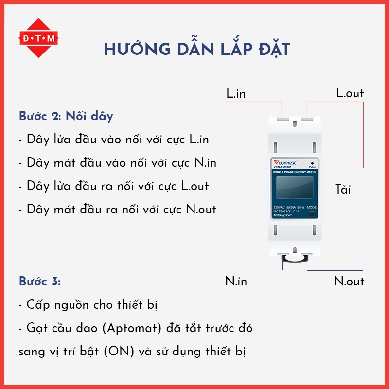 Công Tơ Điện Tử Wifi Thông Minh 1 Pha - Bộ Giám Sát Tiêu Thụ Điện Năng Thông Minh Vconnex - Bảo hành 2 năm 1 đổi 1