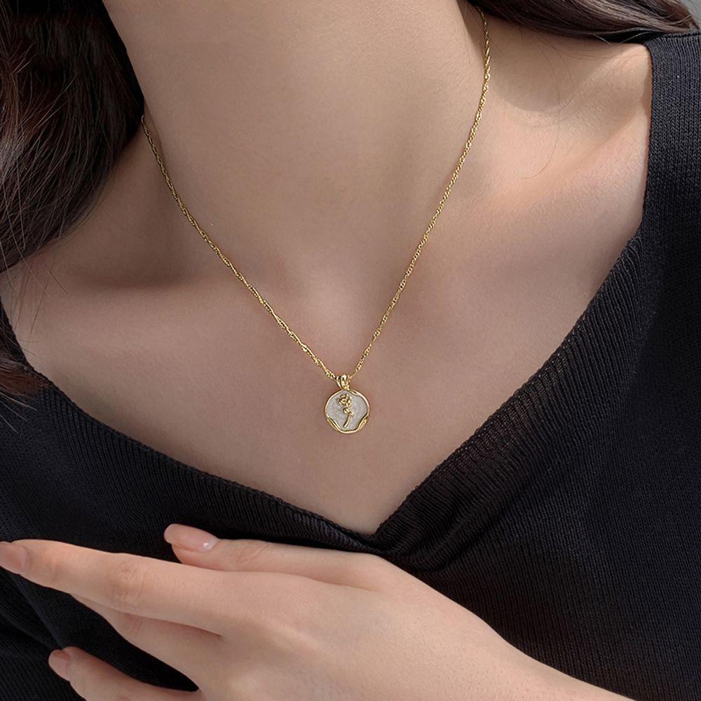 Vòng Cổ Choker Hai Lớp Mặt Hoa Hồng Phong Cách Cổ Điển Cho Nữ