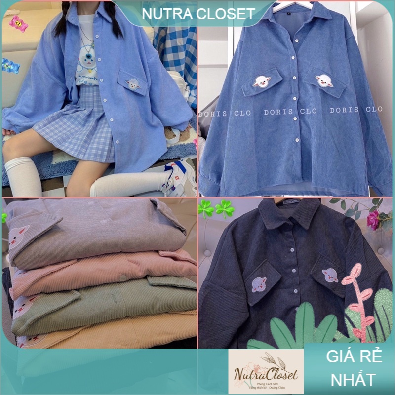 Áo khoác dáng sơmi kaki nhung gân unisex ulzzang nam nữ