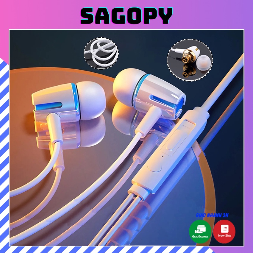 Tai nghe gaming có dây nhét tai B6, tai phone in ear chơi game chống ồn cho IP, pc, samsung, oppo, Xiaomi giá rẻ Sagopy