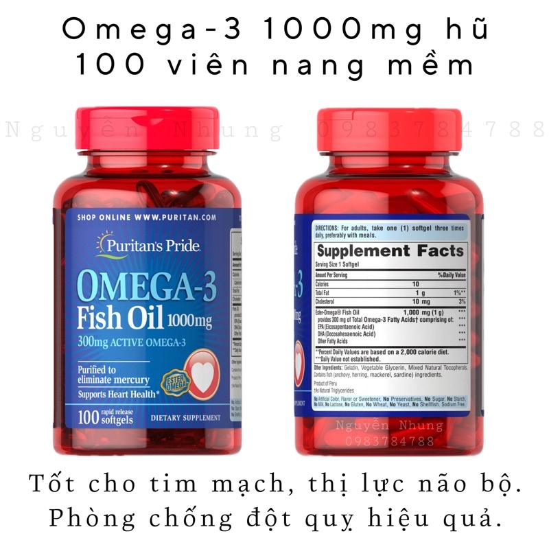 Dầu cá Omega 3 Puritan 1000mg 100 viên