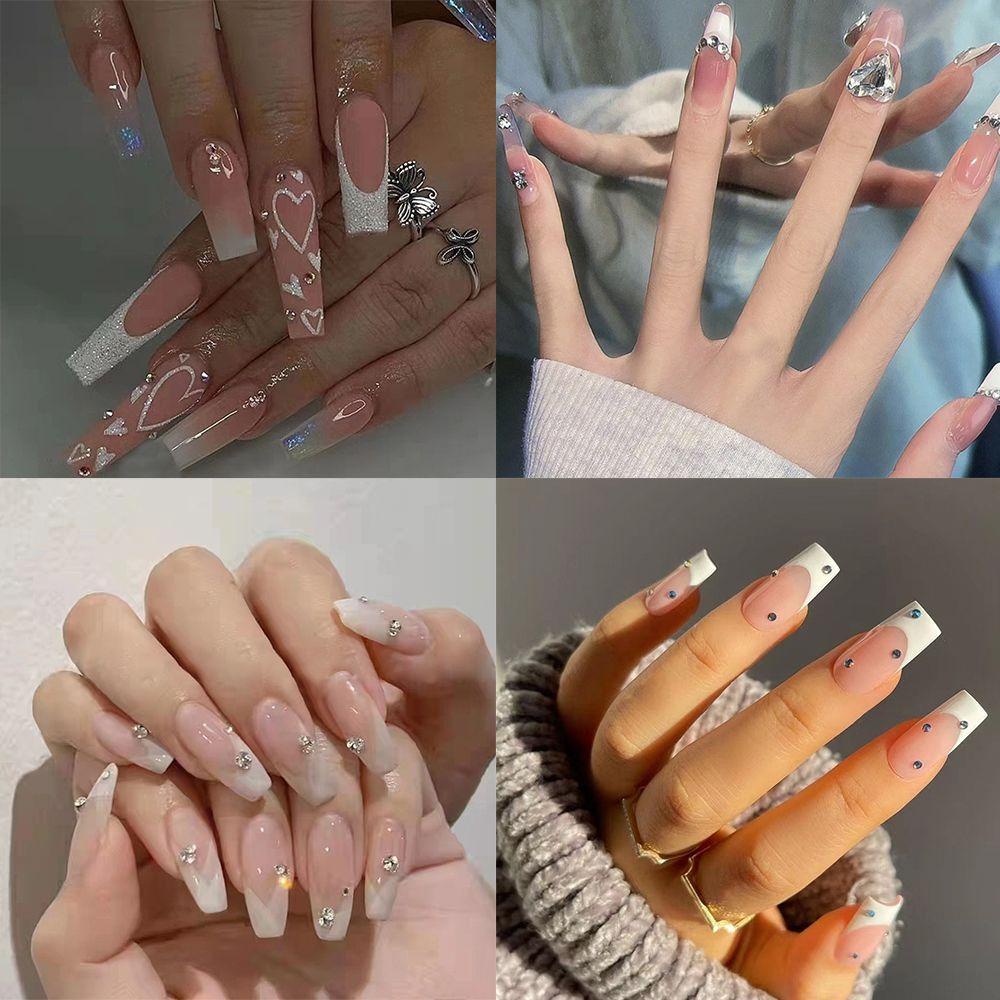 MELODG Bộ 24 Móng Tay Giả Che Phủ Toàn Diện Tháo Rời Được