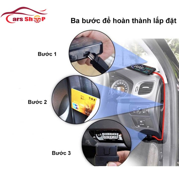 [ ⚡Free Ship 50k⚡] HUD A8 Hiển thị tốc độ lên kính lái cho xe hơi, ô tô