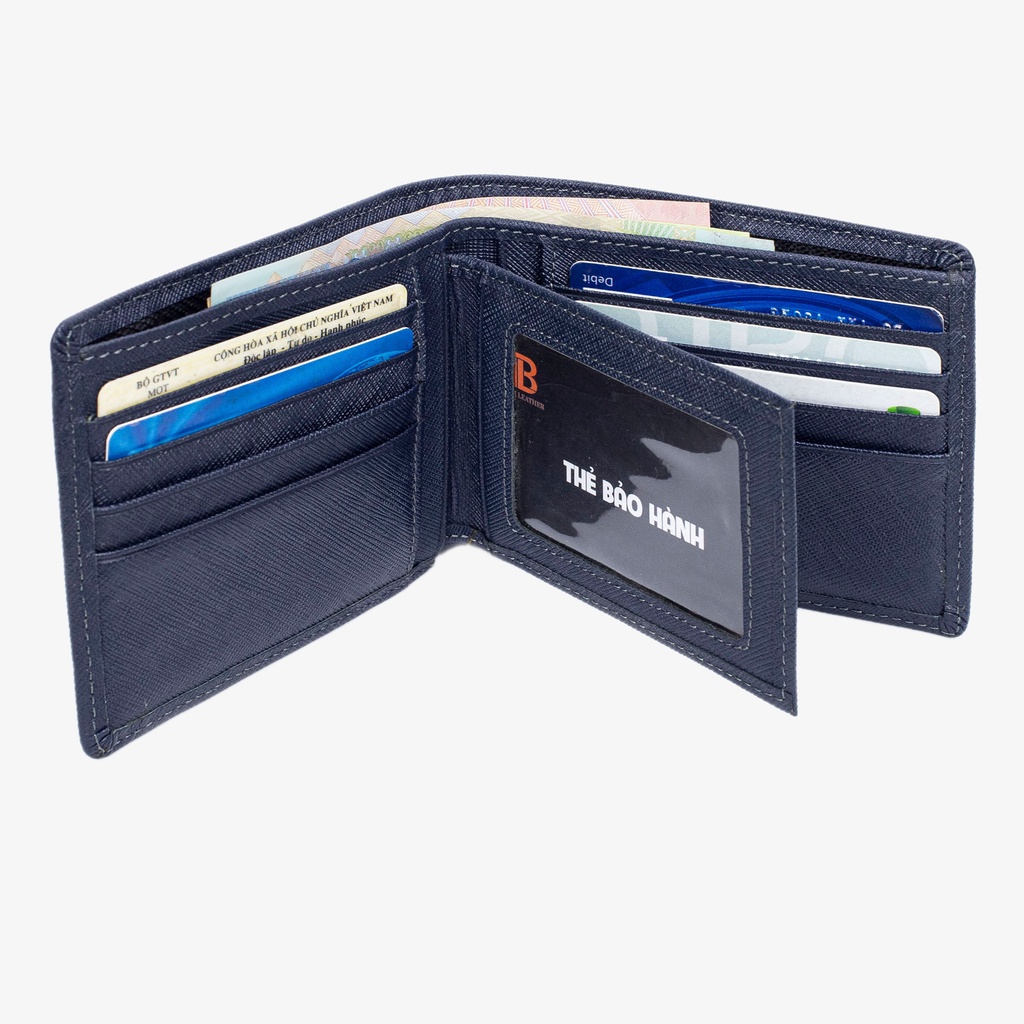 Ví nam da saffiano V141 cao cấp Bụi Leather da thật full hộp làm quà tặng bảo hành 24 tháng