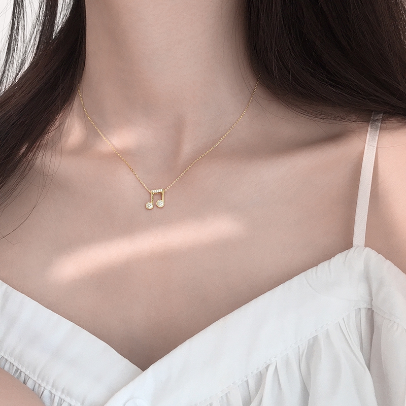 925 Silver Necklace with Music Note Face