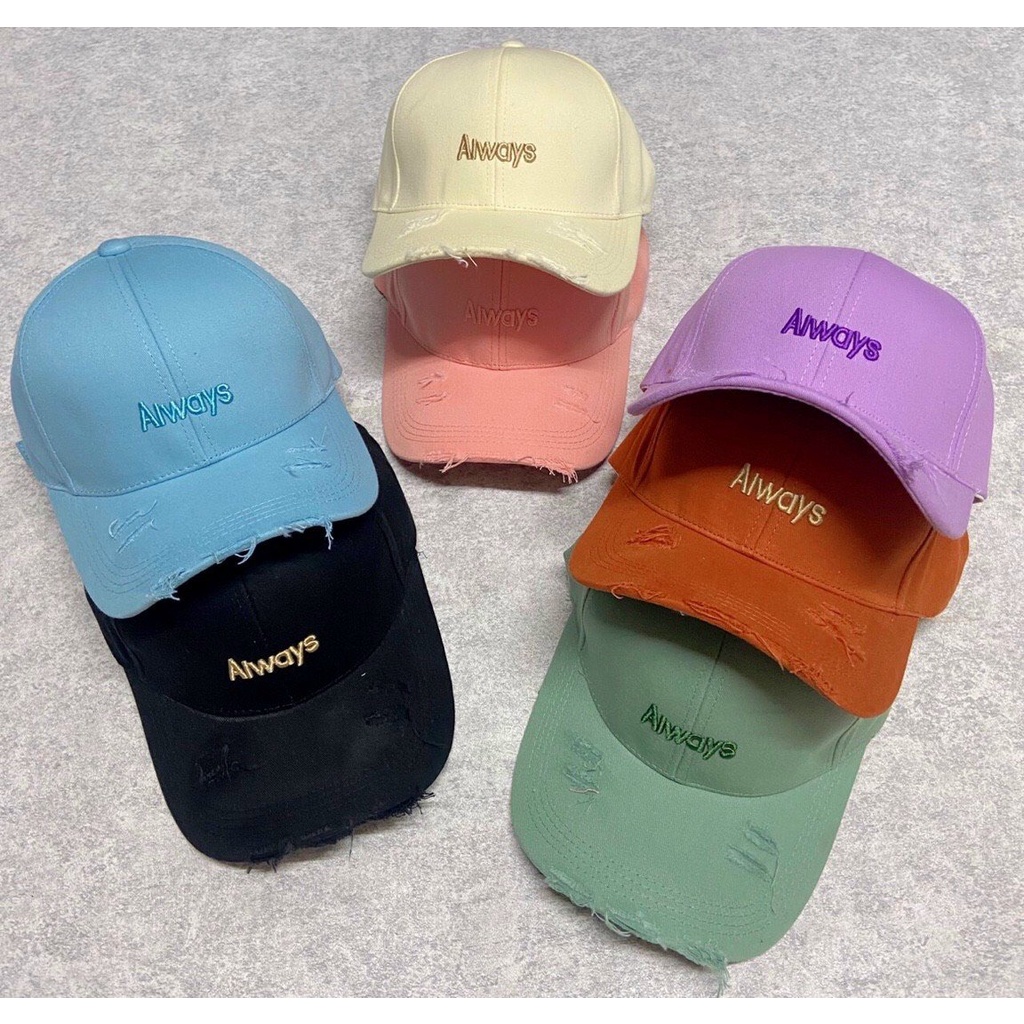 Mũ Lưỡi Trai Always, Nón Kết Thêu Chữ Always Rách Tua Rua Chất Kaki Phong Cách Hàn Quốc Form Unisex Nam Nữ 202