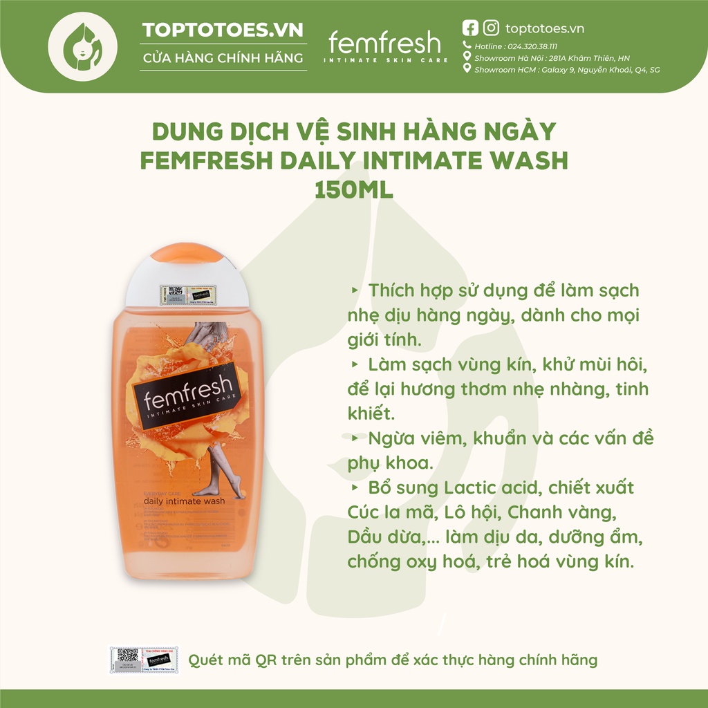 Dung dịch vệ phụ nữ Femfresh Daily Intimate Wash Anh Quốc 150ml/ 250ml [NHẬP KHẨU CHÍNH HÃNG 100%]