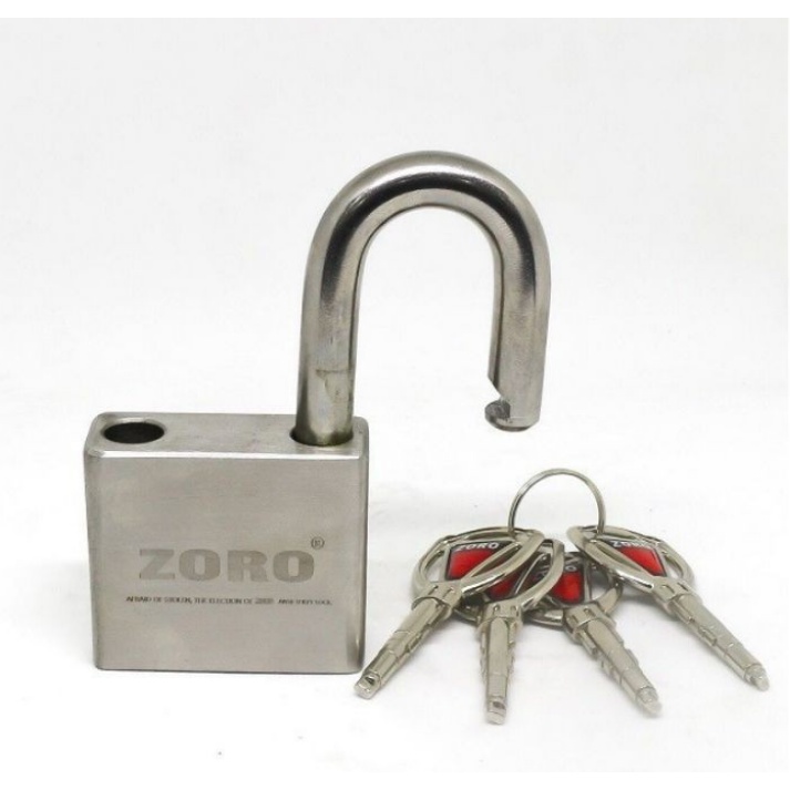 Ổ khóa cửa INOX ZORO 50MM chống trộm hàng xịn, ổ khóa inox 4 chìa khóa bấm không cần chìa