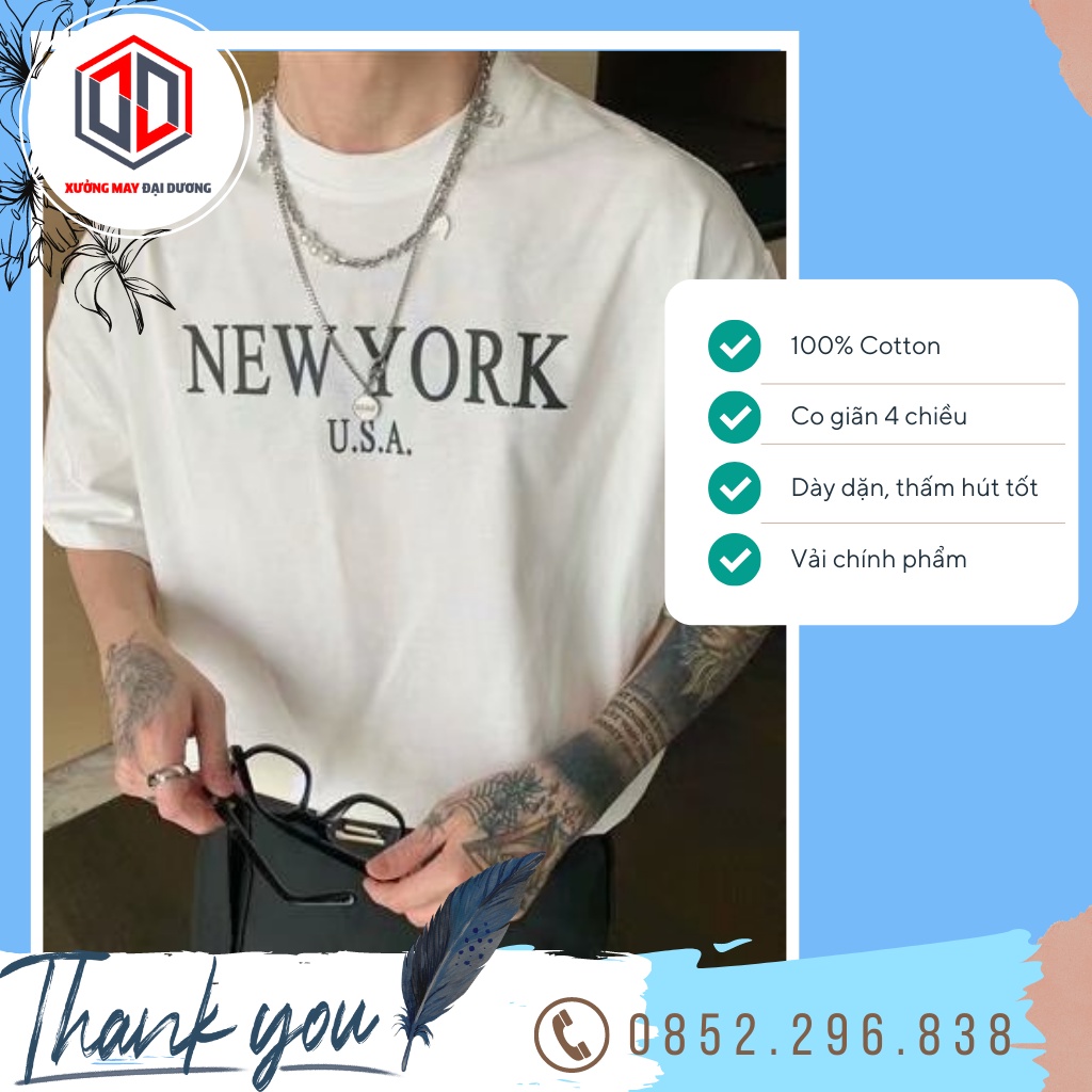 Áo thun New York 100% Cotton form rộng đủ 11 màu, áo phông họa tiết đơn giản,cực đẹp cho nam nữ
