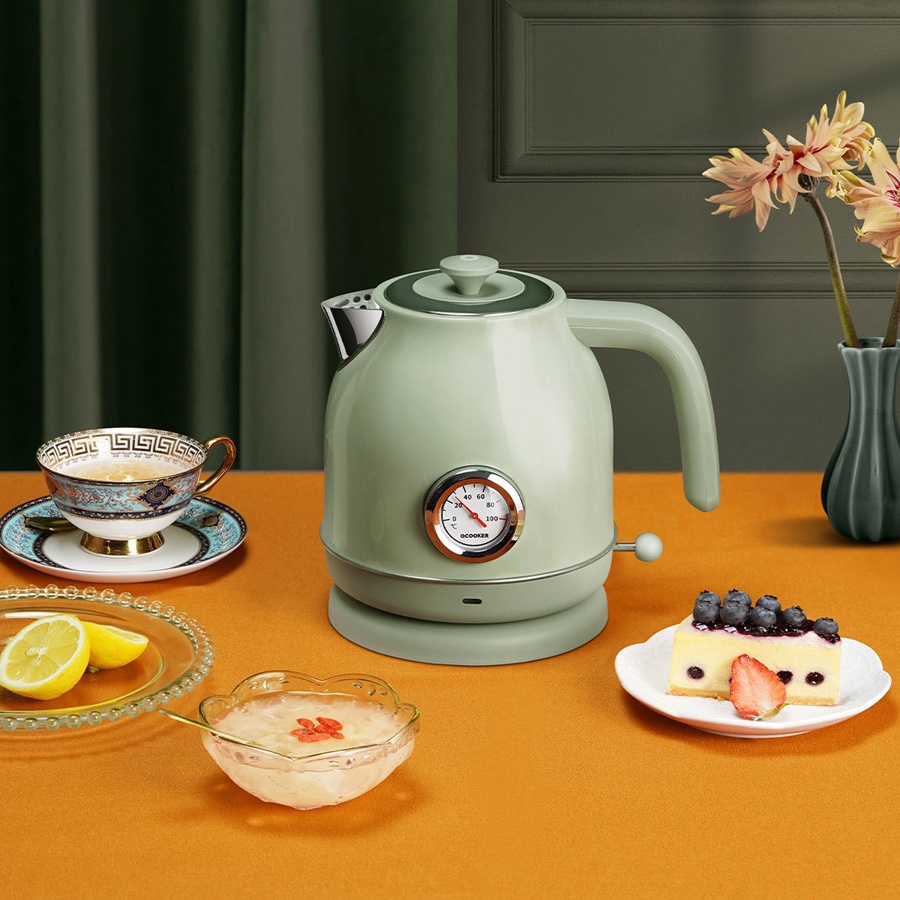 Ấm siêu tốc Qcooker QS-1701 cao cấp của Xiaomi phong cách Retro kèm đồng hồ đo nhiệt độ