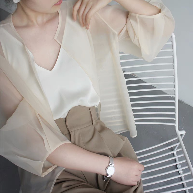 Áo mỏng khoác ngoài chất liệu tơ Nhật cao cấp, Áo sơ mi khoác ngoài A15