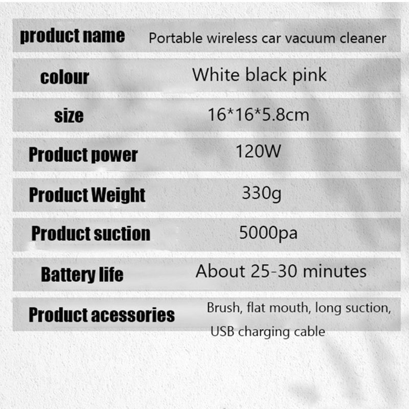 Máy Hút Bụi Mini Cầm Tay 120W Không Dây Có Giác Hút Mạnh Dùng Cho Văn Phòng