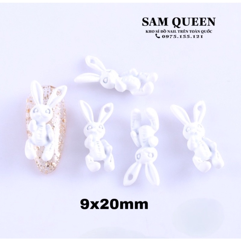 Charm thỏ kim loại size 9x20mm cực xinh trang trí móng 5màu thông dụng nhất
