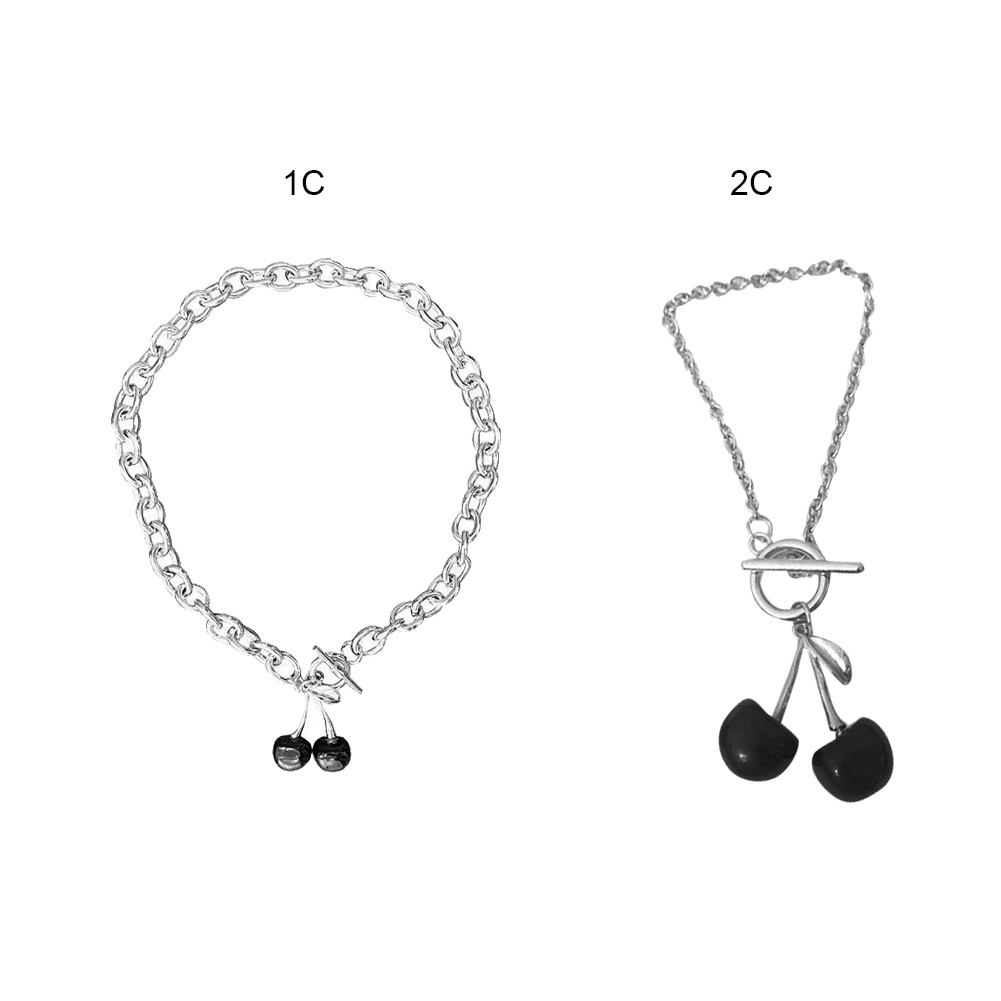 Đen vòng cổ Mặt Hình Quả Cherry Phong Cách Retro Cá Tính