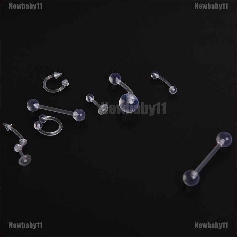 Set 9 Khuyên Rốn / Lưỡi / Môi / Rốn Màu Sắc Trong Suốt