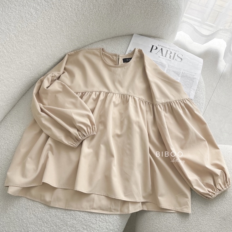 BIBOO - Áo babydoll xòe tay dài phồng LOVEY TOP