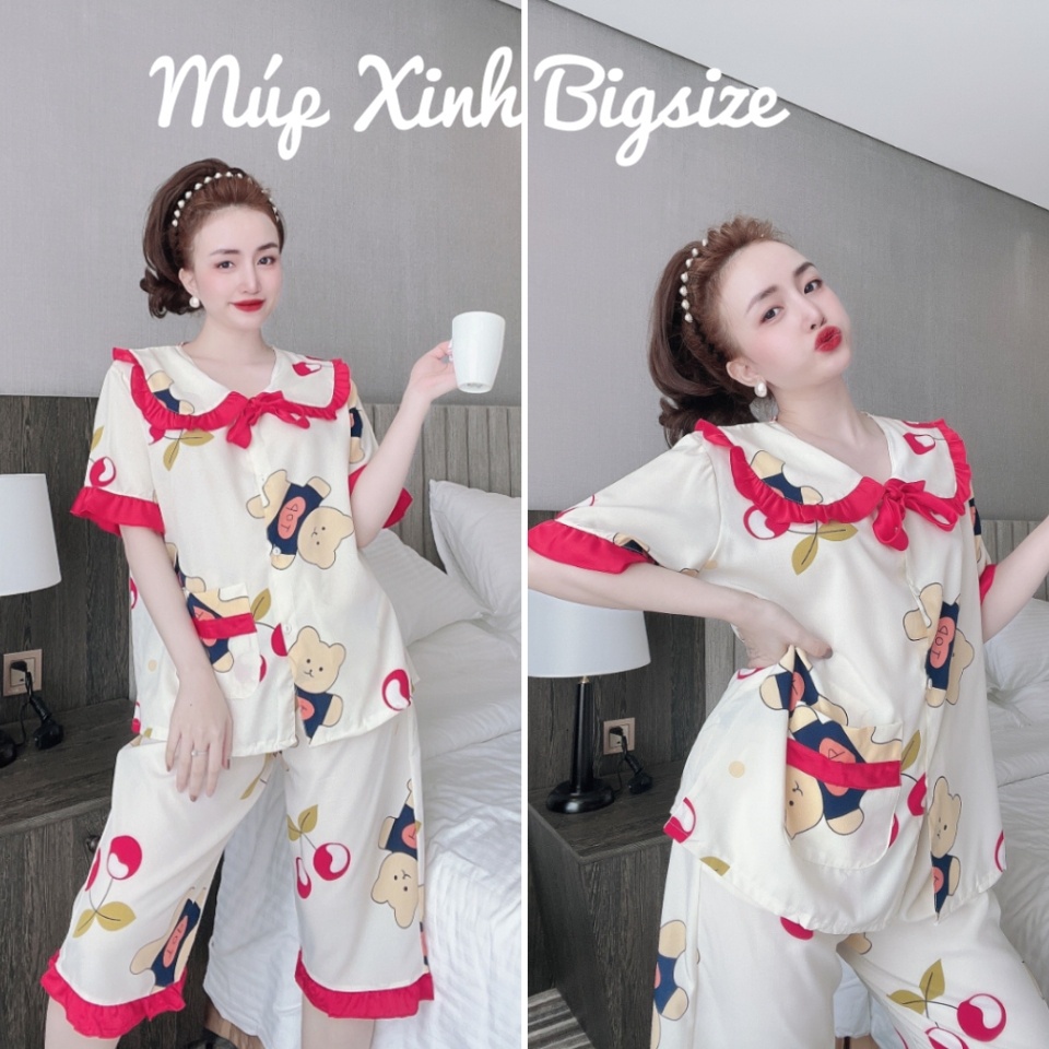 [Mã SKAMFSW175 giảm 10K đơn 50K] [Lửng Bigsize] Đồ Bộ Lửng Tiểu Thư Lụa Nhật 40-100kg Cho Nàng Béo Múp