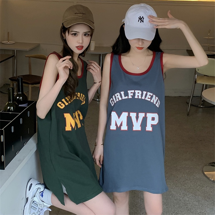 SUXI Áo Sát Nách Cổ Tròn Hoạ Tiết Chữ In Thời Trang Mùa Hè