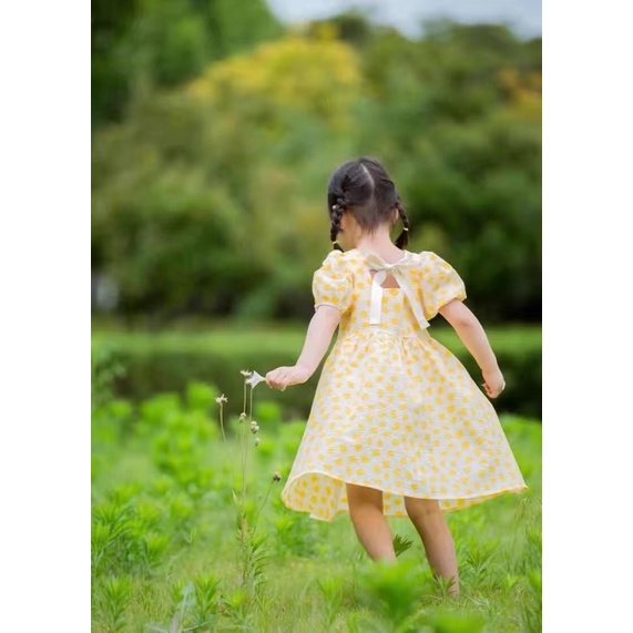 [ SALE 50%] Váy baby doll QC cho bé từ 10-22kg chất liệu xốp hàn hoạ tiết sắc nét thông thoáng mềm mại