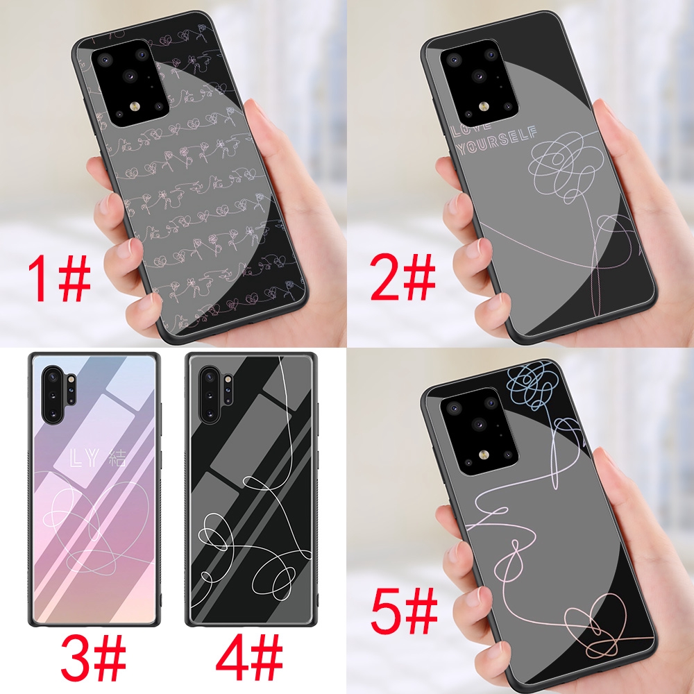 118S Stylish simplicity Line Samsung A10 A20 A30 A40 A50 A60 A70 S10 Note 10 Plus Tempered Glass Case