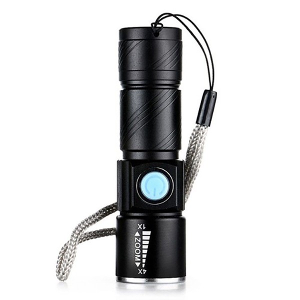 Đèn pin mini siêu sáng Cree Q5 Zoom xa tối đa 200M - Cổng sạc USB