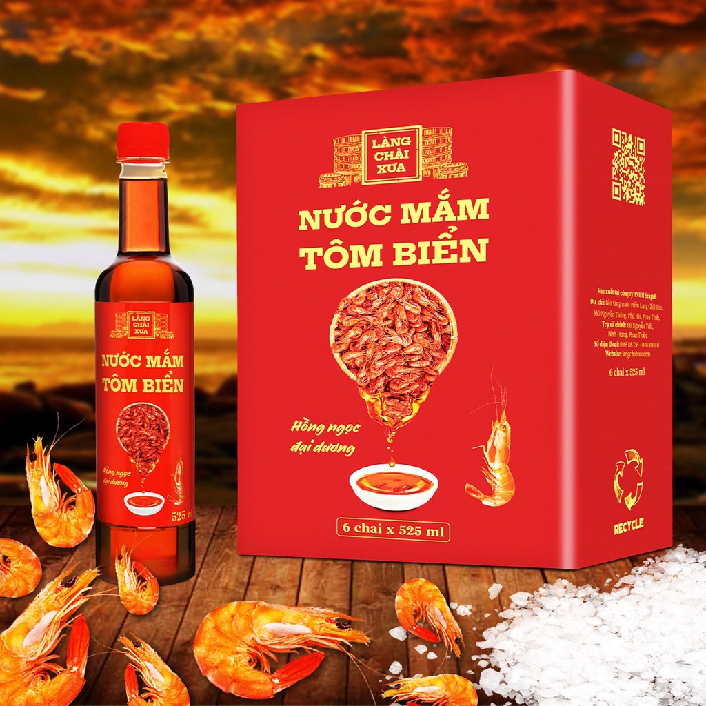 [Combo 3 Chai] Nước Mắm Nhỉ Làng Chài Xưa Cá Cơm Than, Tôm Biển, Cá Cơm Vàng Ruột Đỏ 525ml/chai nhựa cao cấp, tiết kiệm