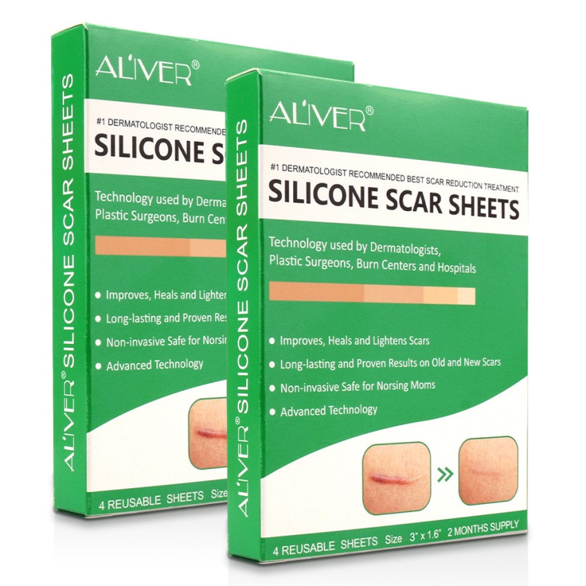 ALIVER 4Pcs/Box Silicone Gel Strips Patch Silicone Scar sheets Reusable Silicone Scar Removal Patch Remove Trauma Burn Scar Sheet Skin Repair Scar Removal Therapy Patch