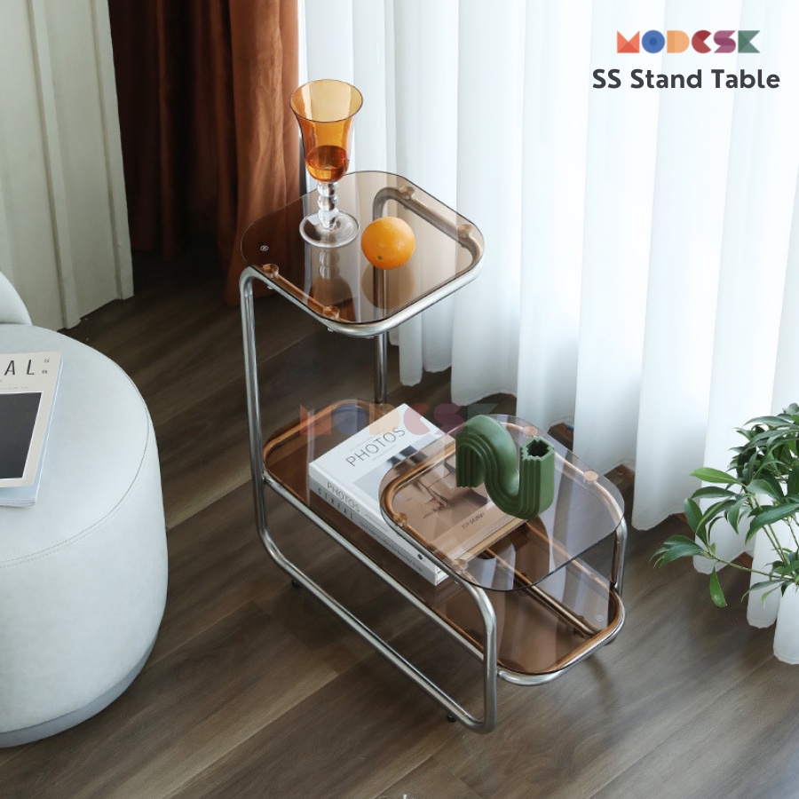 Kệ Sofa Trang Trí  - Tab Đầu Giường MODESK SS Sofa Stand Table khung Inox 304 Kính Cường Lực [phòng khách - quán cafe]