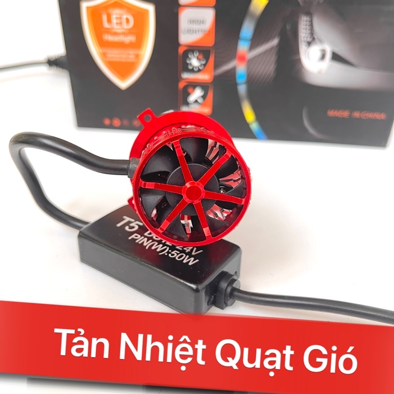 Đèn Pha Led Bi Cầu Mini H4 T2 Nâng Cấp Lên T5 Gom Sáng Chống Chói H4 V80 M01B