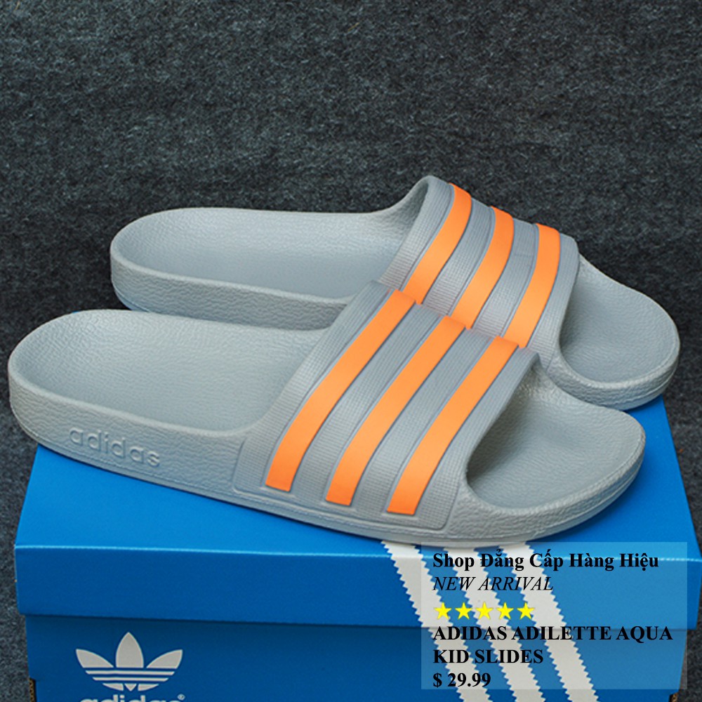 Dép trẻ em Adidas Adilette Aqua Kid màu xám sọc cam