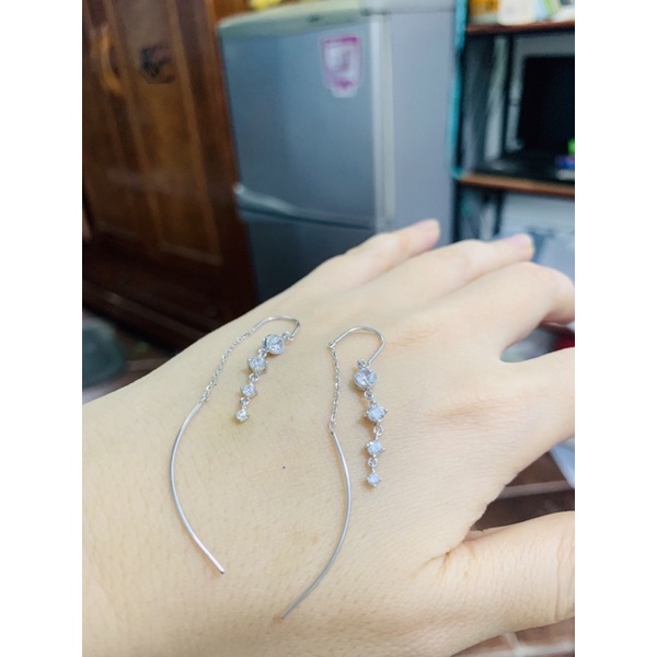 Khuyên tai cong vắt qua tai dịu dàng cá tính đá cz bạc phủ vàng trắng siêu xuất sắc