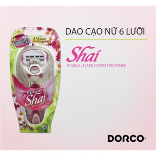 Dao cạo Hàn Quốc cho nữ 3 lưỡi kép DORCO Shai 3 + 3 (Vỉ gồm 1 cán + 2 đầu lưỡi cạo)