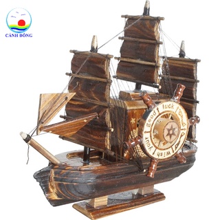Mô hình thuyền - hộp nhạc thuận buồm xuôi gió gỗ thông thủ công khéo léo