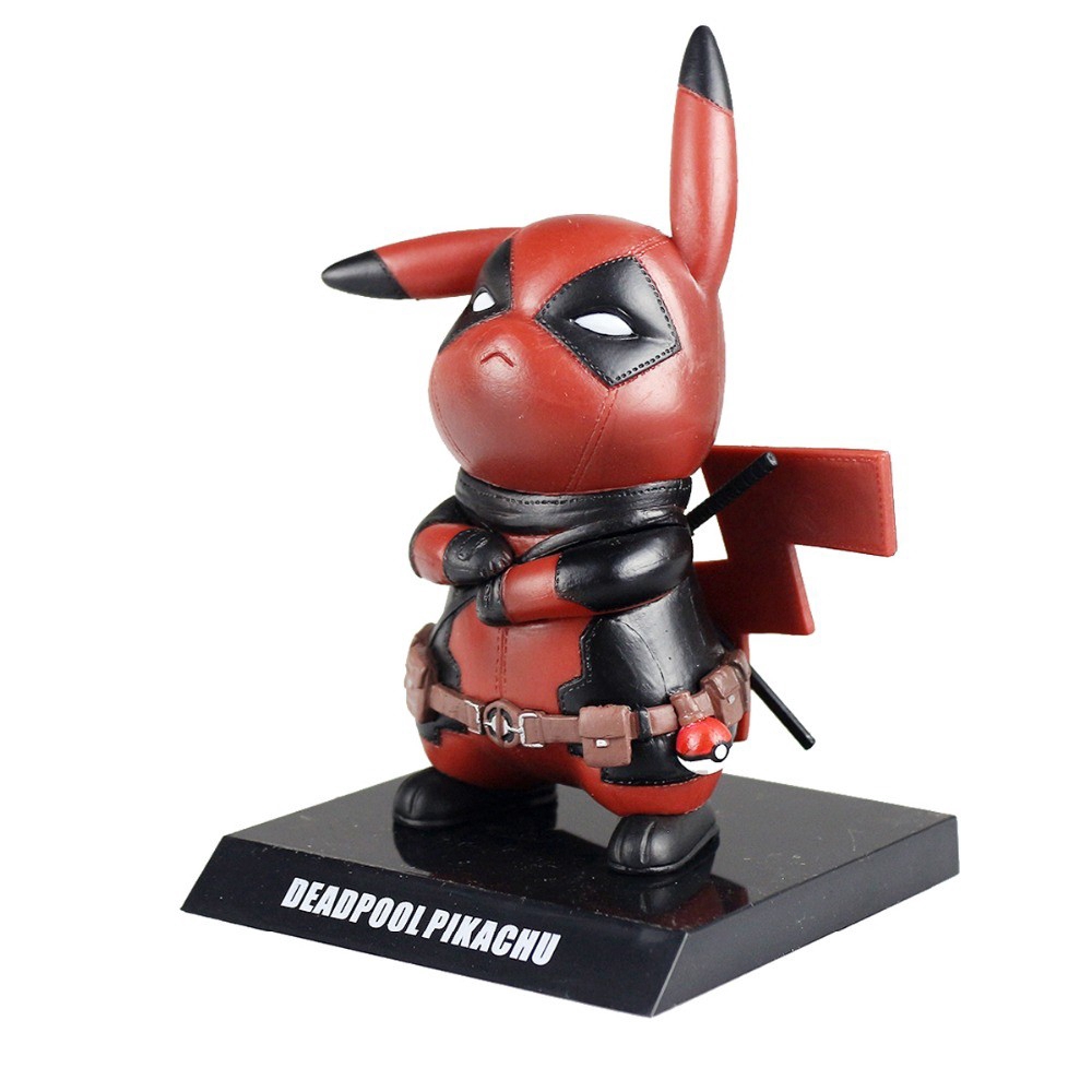 Búp bê mô phỏng Pikachu cosplay Captain America/Deadpool 15CM bằng PVC độc đáo