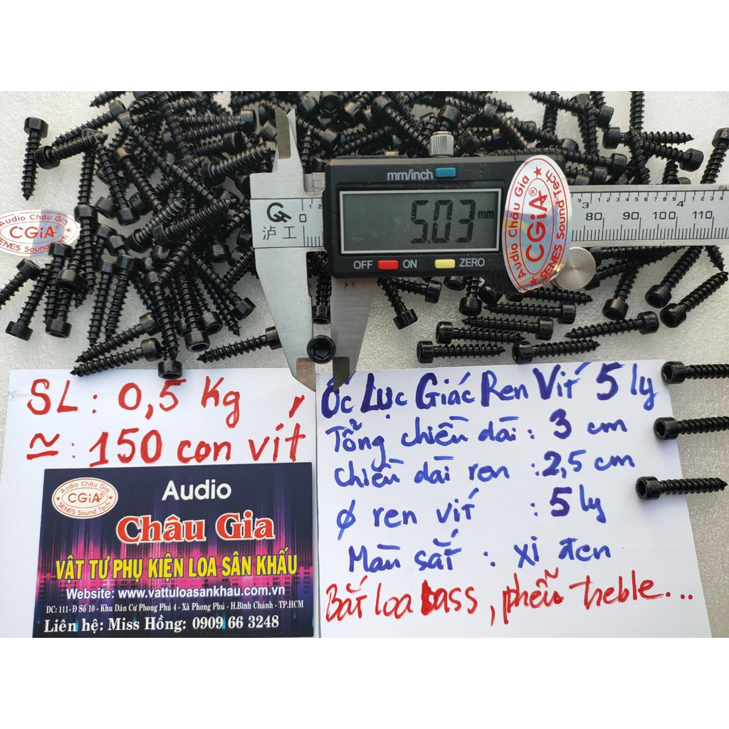 Ốc lục giác ren vít 5 ly 0.5kg Audio Châu Gia