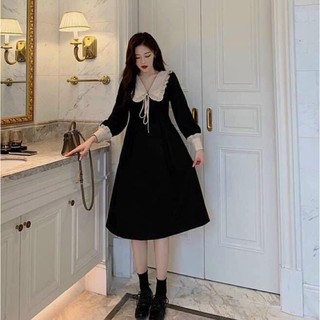 VÁY MIDI CỔ SEN PHỐI BÈO (KHÁCH IB TRƯỚC KHI MUA GIÚP SHOP Ạ)