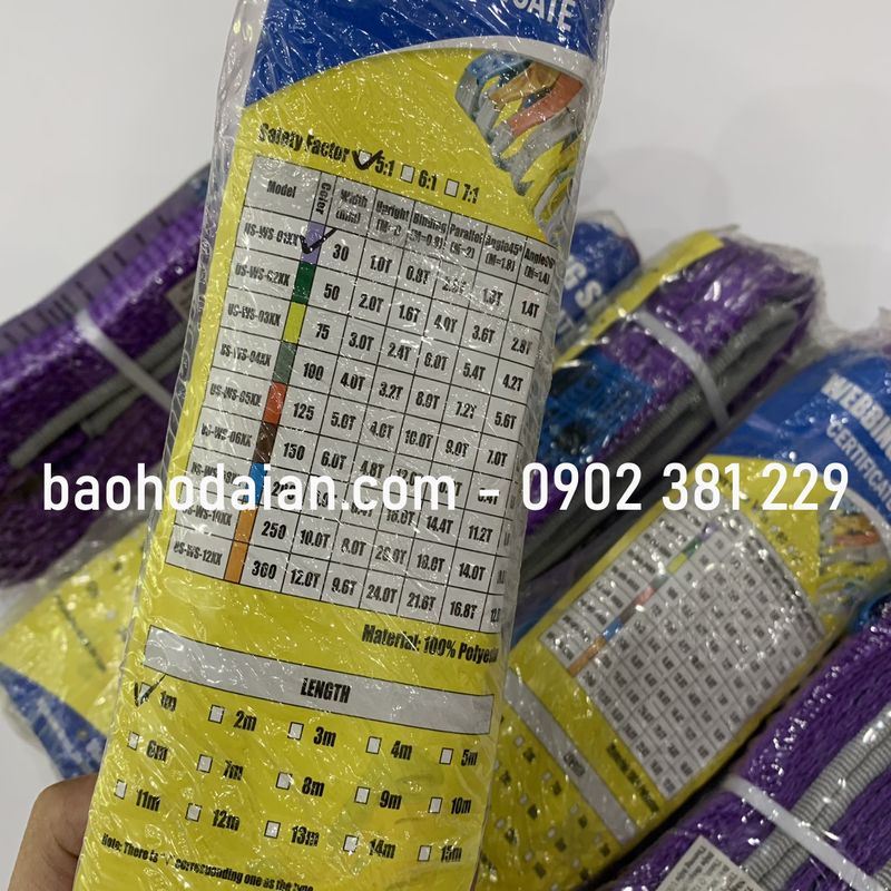 Dây cáp vải cẩu hàng Usafety  loại 1 tấn dài 1m đến 10m