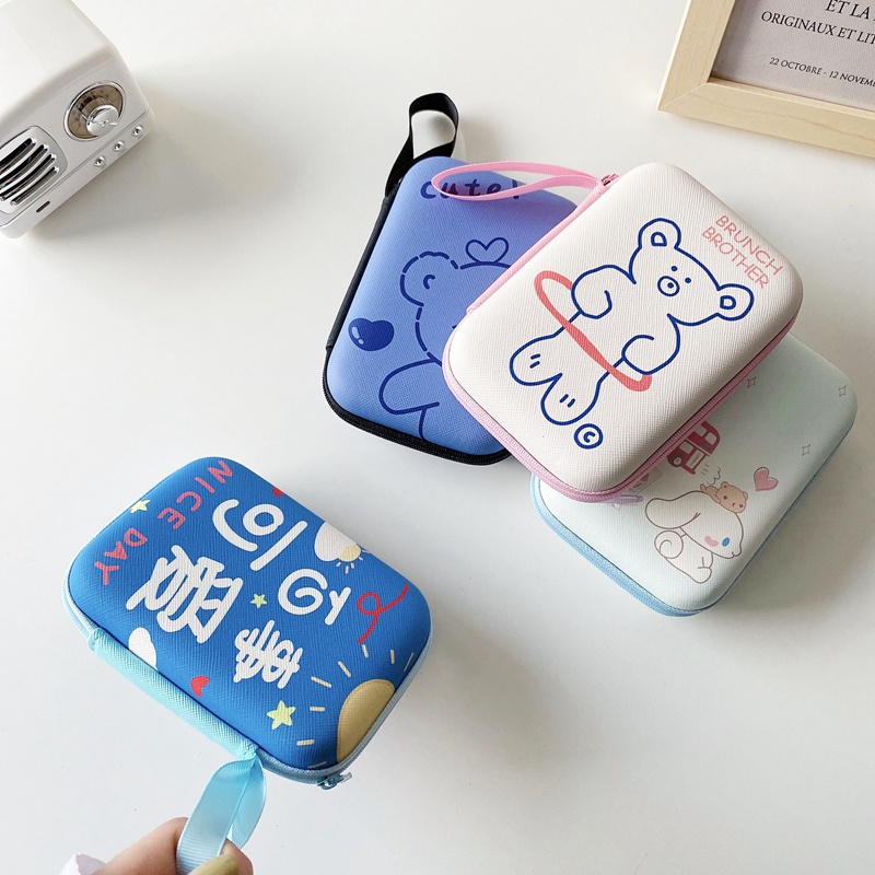 Túi đựng tai nghe/ cáp sạc mini họa tiết hoạt hình dễ thương thích hợp cho Iphone