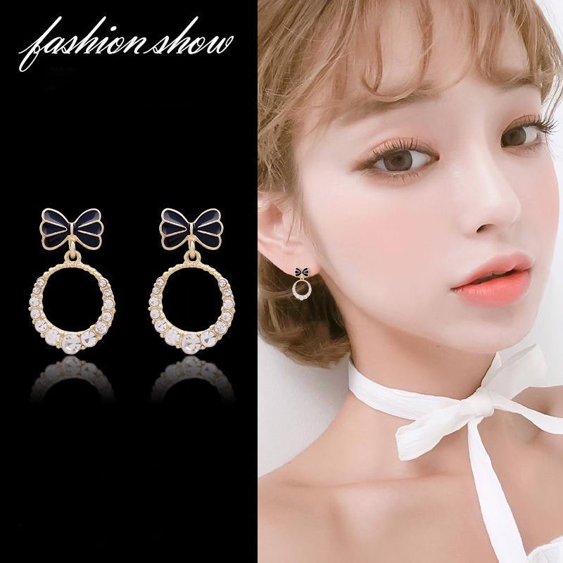 Bông Tai Bạc Hình Nơ Đơn Giản Thời Trang Hàn Quốc