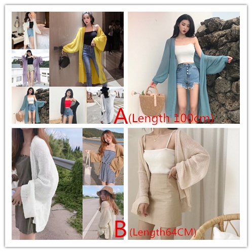Áo khoác Cardigan tay dài chống nắng mặt trời thiết kế thanh lịch cho phái nữ