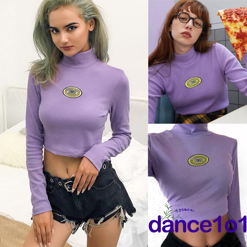 Áo dài tay form ôm màu trơn thời trang nữ