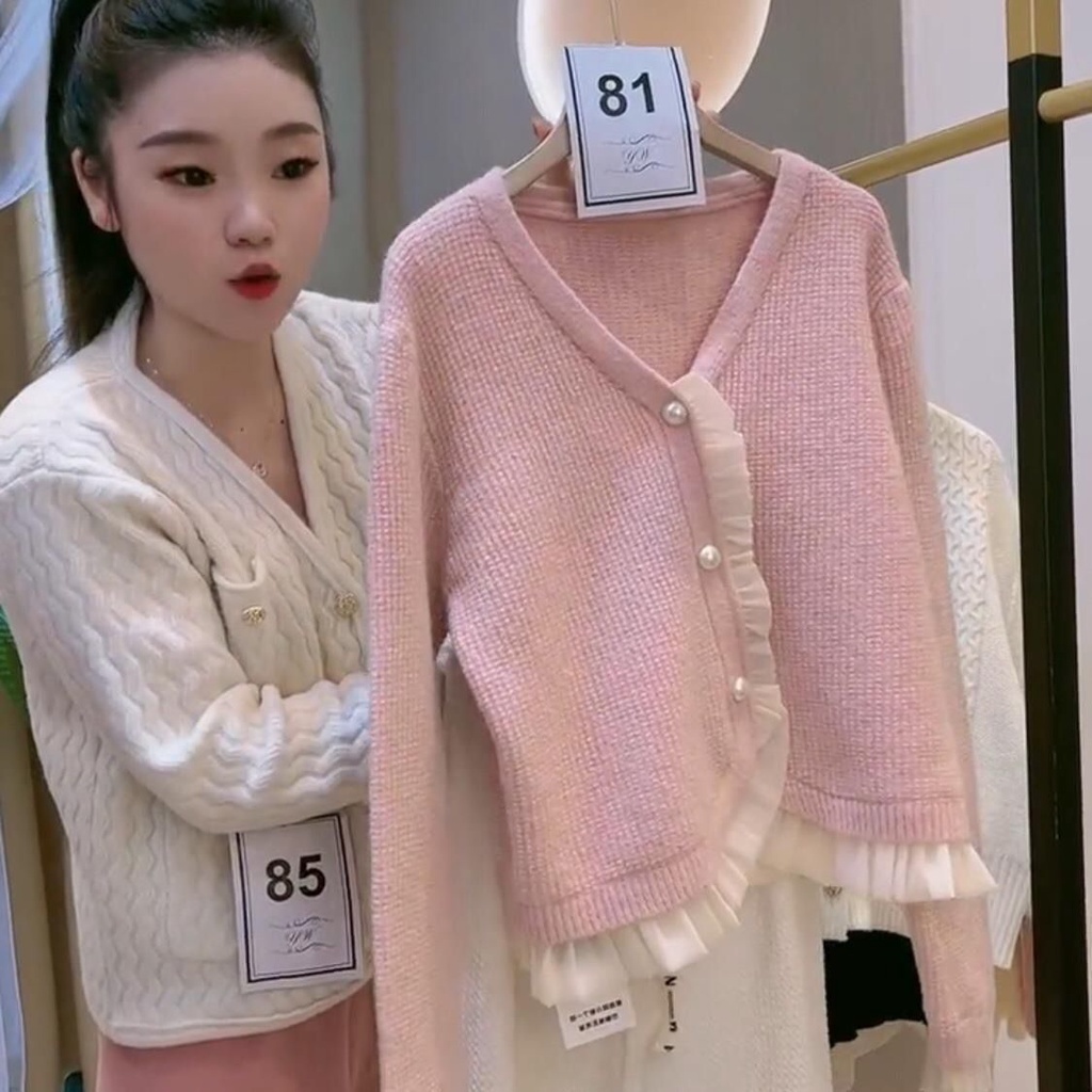 Áo Khoác Cardigan Dệt Kim Dáng Ngắn Thời Trang Mùa Xuân 2022 Cho Nữ