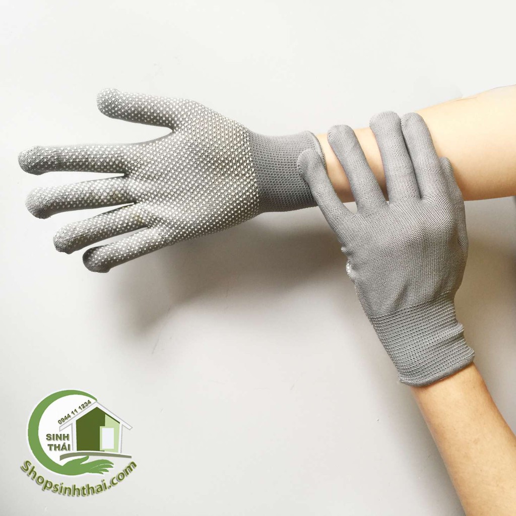 Găng tay phủ hạt nhựa chống trơn khi cầm nắm - bao tay vải thun co giãn - chọn màu