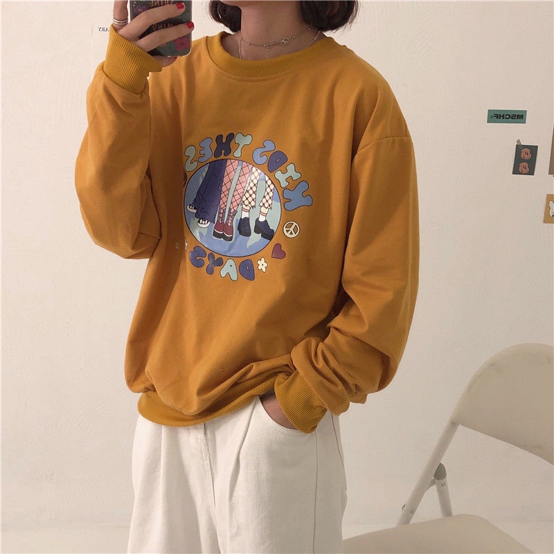 Áo Sweater Cổ Tròn Dáng Rộng In Họa Tiết Phong Cách Hàn Quốc Thời Trang Mùa Thu Mới 2021 | BigBuy360 - bigbuy360.vn