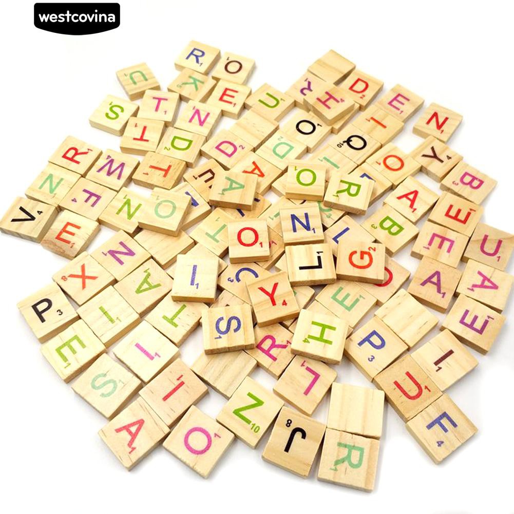 Set 100 Khối Gỗ In Chữ Cái Chữ Số Đáng Yêu Cho Bé