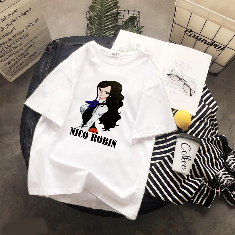 Áo thun Cotton Unisex - Nhân vật Nico Robin - One piece - Chibi - Nico Robin kín đáo