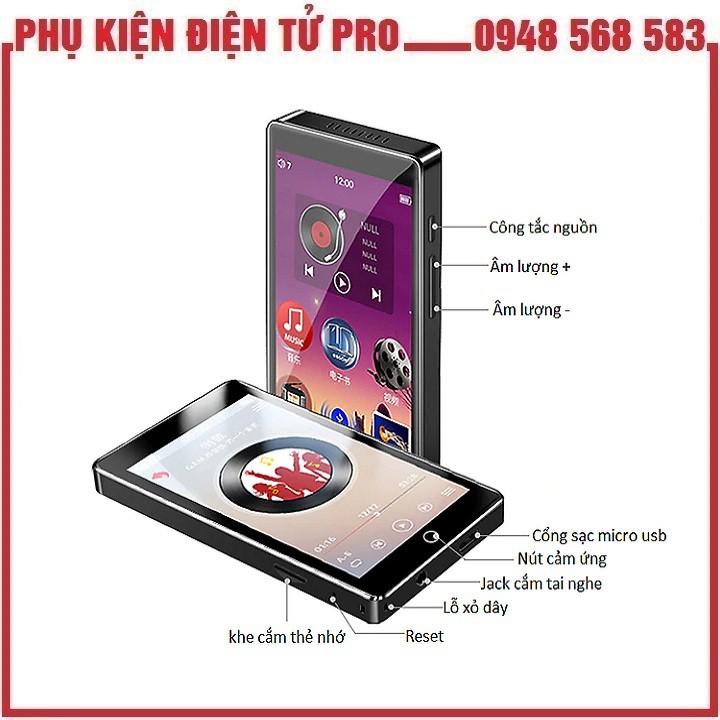 [Bảo Hành 1 Đổi 1] Máy Nghe Nhạc Xem Phim Mp3 Mp4 Bluetooth Màn Hình Cảm Ứng 4 Inch Ruizu H1 Bản Nâng Cấp Của Ruizu D20