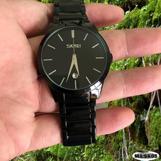 Đồng hồ nam SKMEI khung thép đen lịch lãm sang trọng mẫu hot chống nước  - Tặng vòng tay tỳ hưu