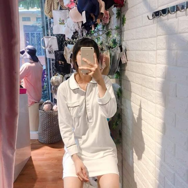 Váy ngủ cotton dài tay